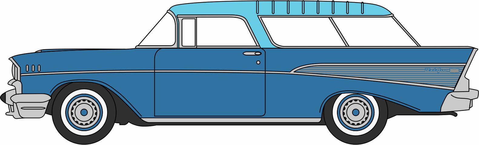 Oxford Diecast 1957 Chevrolet Nomad Larkspur Blue/Harbor Blue 1:87 Scale
