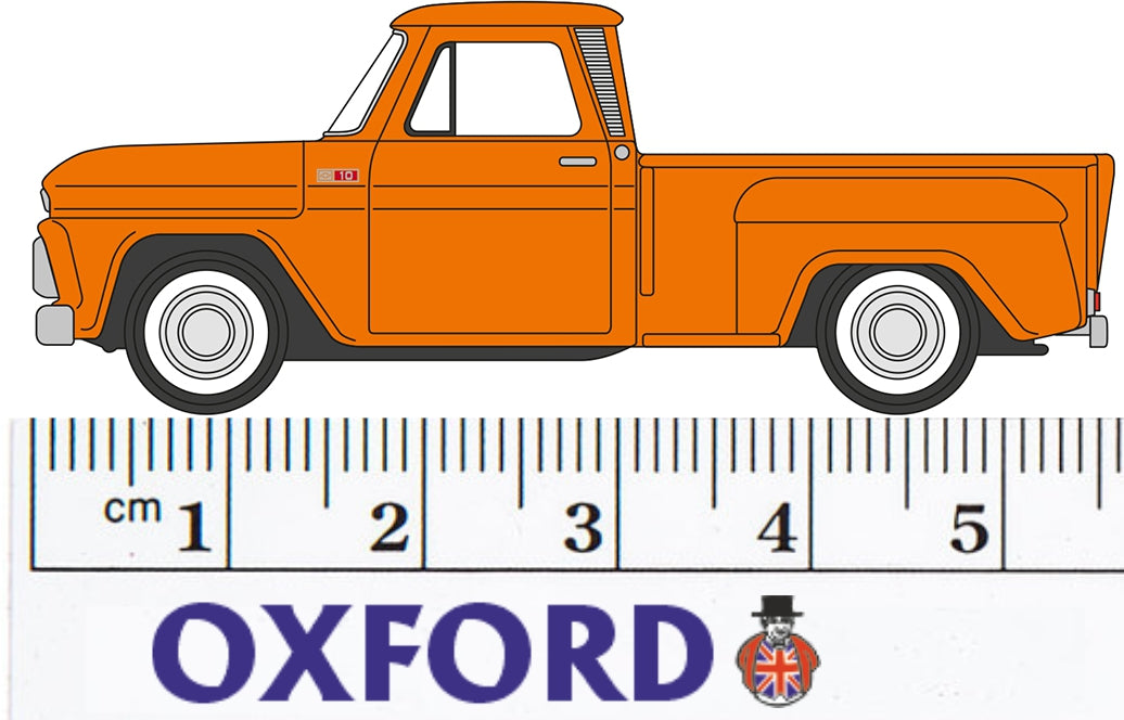 Oxford Diecast Chevrolet Stepside Pick Up 1965 Orange 87CP65002 Measurements