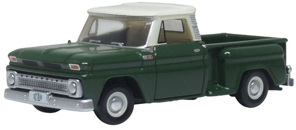 Oxford Diecast 1965 Chevrolet Stepside Pickup  Dark Green/Ivory 1:87