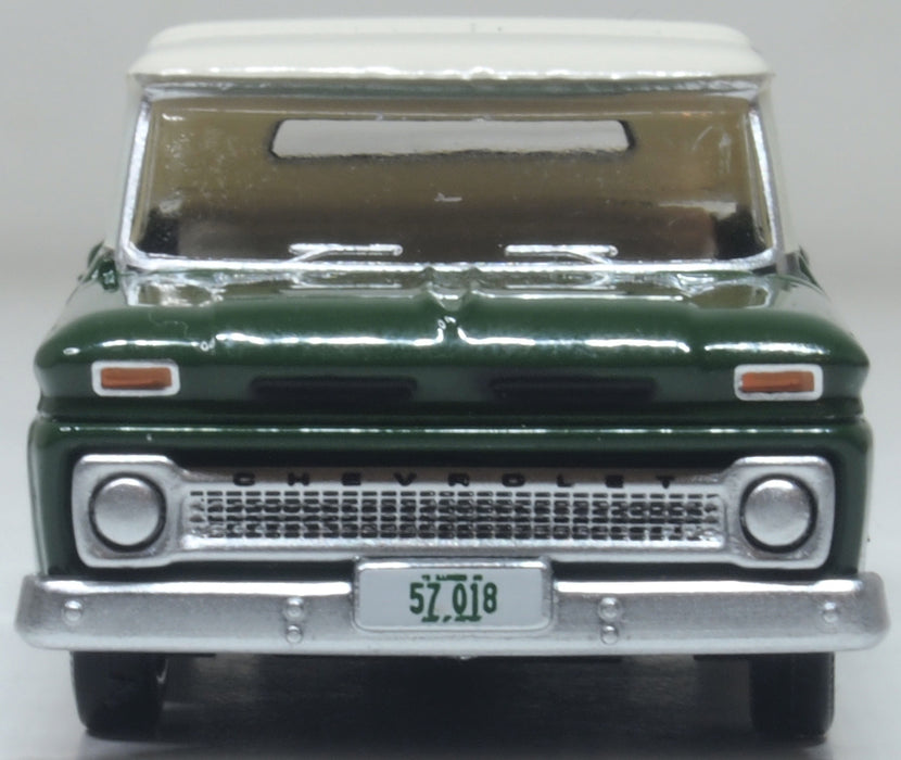 Oxford Diecast 1965 Chevrolet Stepside Pickup  Dark Green/Ivory 1:87