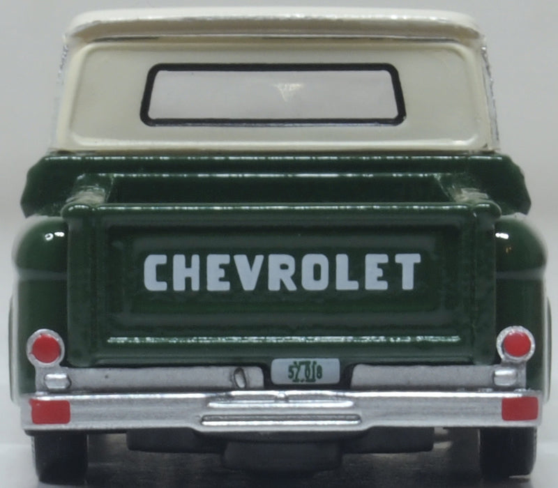 Oxford Diecast 1965 Chevrolet Stepside Pickup  Dark Green/Ivory 1:87