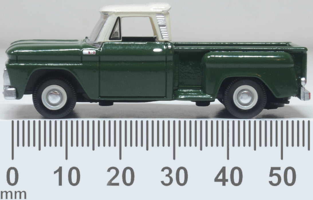 Oxford Diecast 1965 Chevrolet Stepside Pickup  Dark Green/Ivory 1:87
