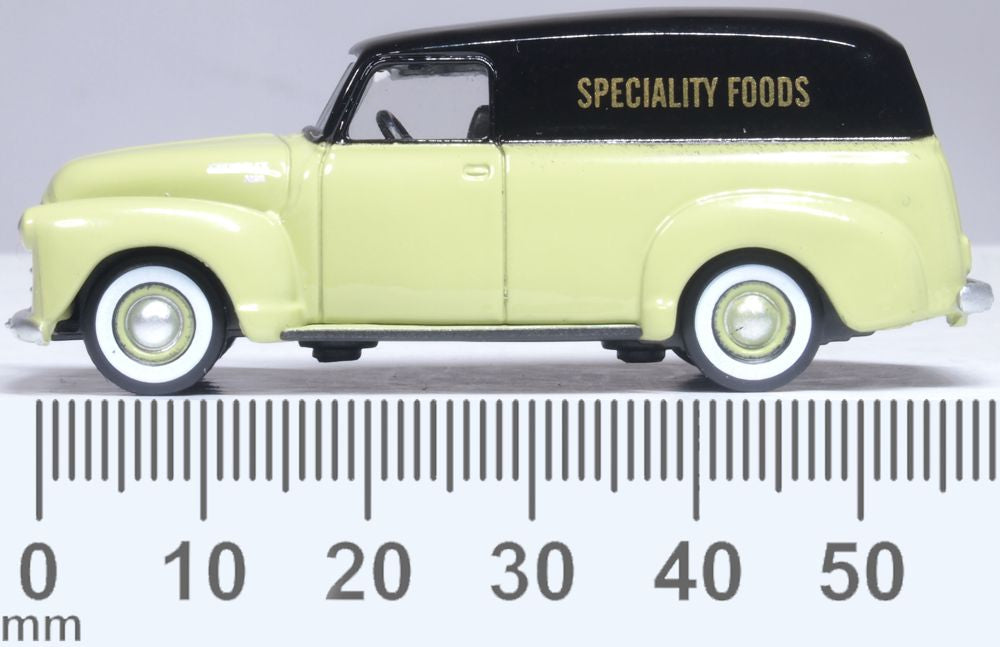 87CV50004 Oxford Diecast Chevrolet Panel Van 1950 Speciality Foods Measurements