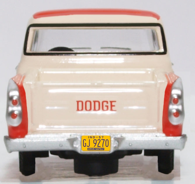 Oxford Diecast Dodge D100 Sweptside Pick Up 1957 Tropical Coral and Glacie 1:87 Scale Rear