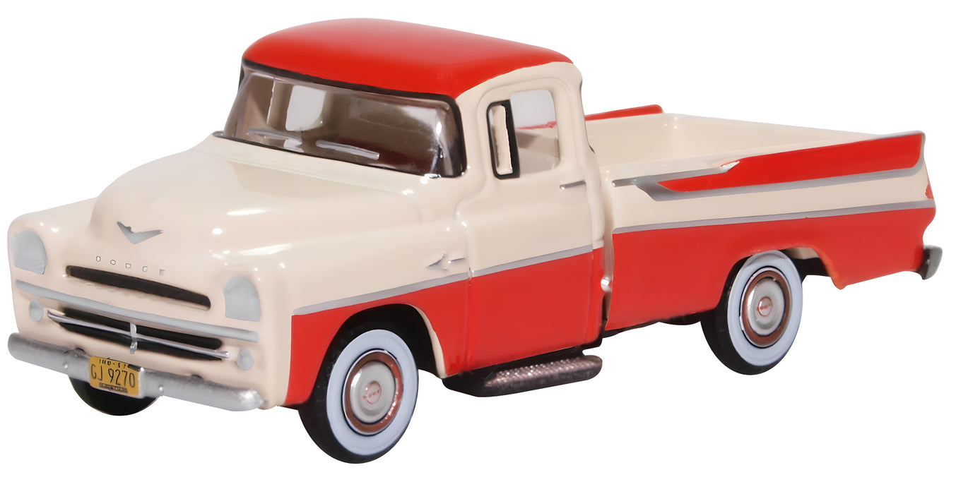 Oxford Diecast Dodge D100 Sweptside Pick Up 1957 Tropical Coral and Glacie 1:87 Scale