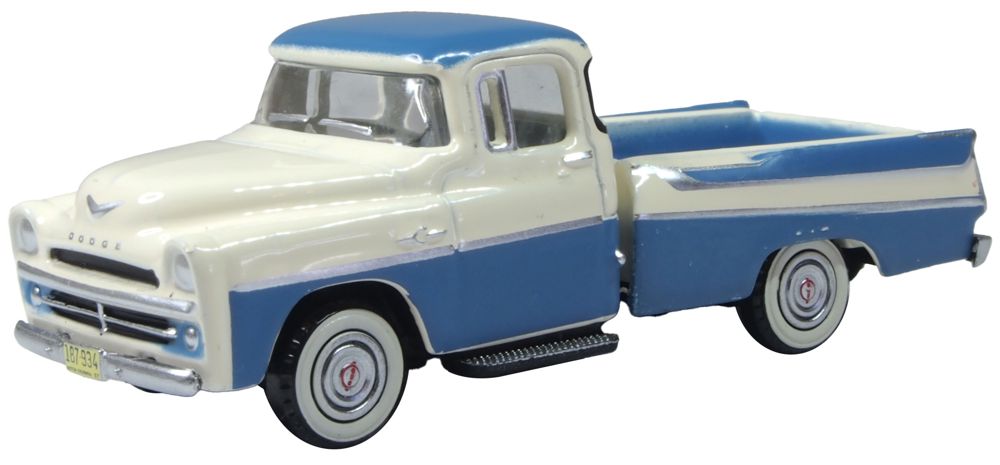 Oxford Diecast 1957 Dodge D100 Sweptside Pick Up Ice Blue/Glacier White 1:87