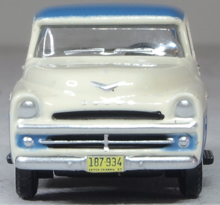 Oxford Diecast 1957 Dodge D100 Sweptside Pick Up Ice Blue/Glacier White 1:87