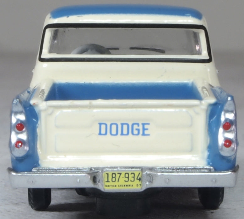 Oxford Diecast 1957 Dodge D100 Sweptside Pick Up Ice Blue/Glacier White 1:87