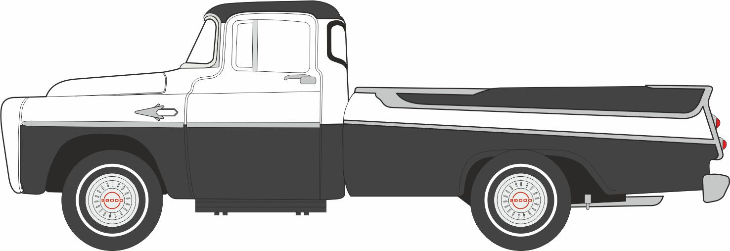 Oxford Diecast 1957 Dodge D100 Sweptside Pick Up Charcoal Metallic/Glacier White 1:87 Scale