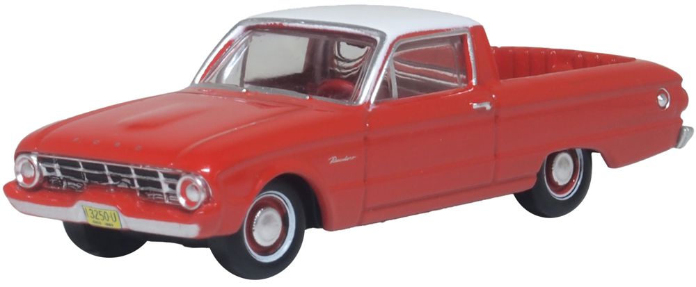 Oxford Diecast 1960 Ford Falcon Ranchero Monte Carlo Red/Corinthian White 1:87