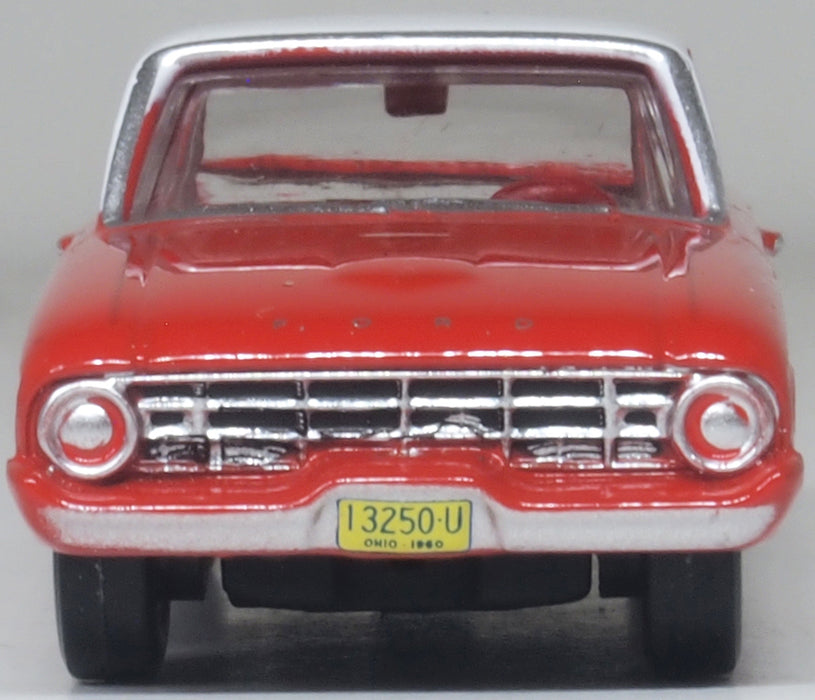 Oxford Diecast 1960 Ford Falcon Ranchero Monte Carlo Red/Corinthian White 1:87