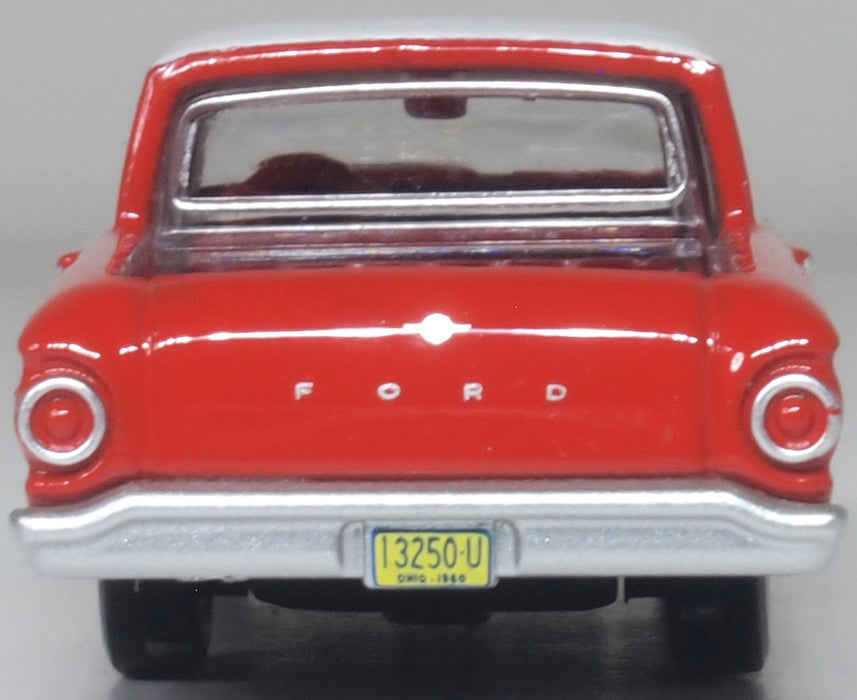 Oxford Diecast 1960 Ford Falcon Ranchero Monte Carlo Red/Corinthian White 1:87