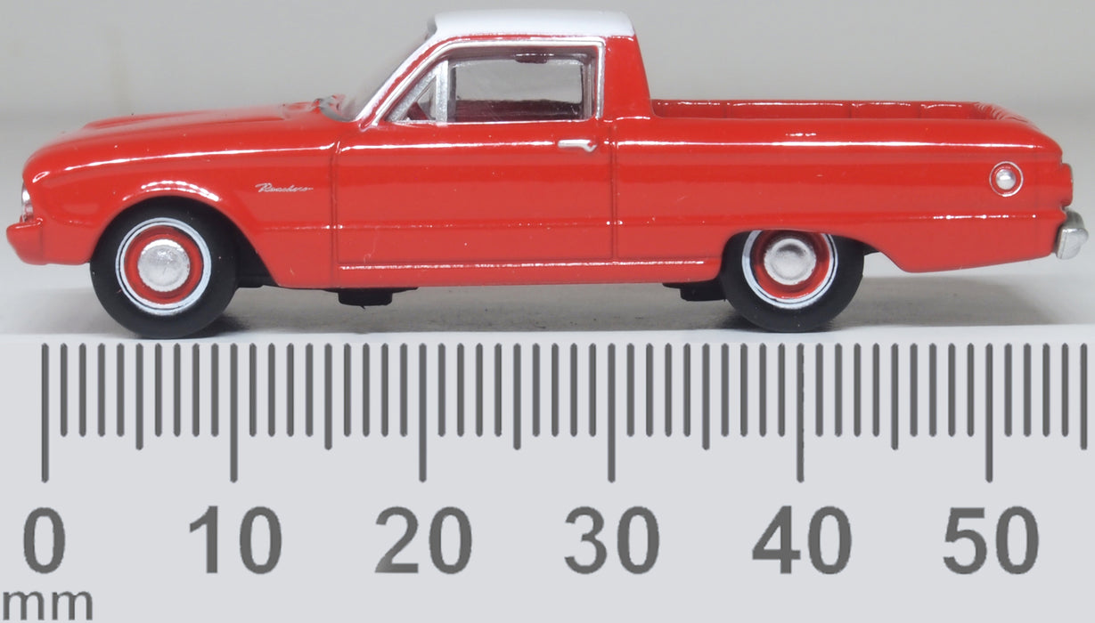 Oxford Diecast 1960 Ford Falcon Ranchero Monte Carlo Red/Corinthian White 1:87