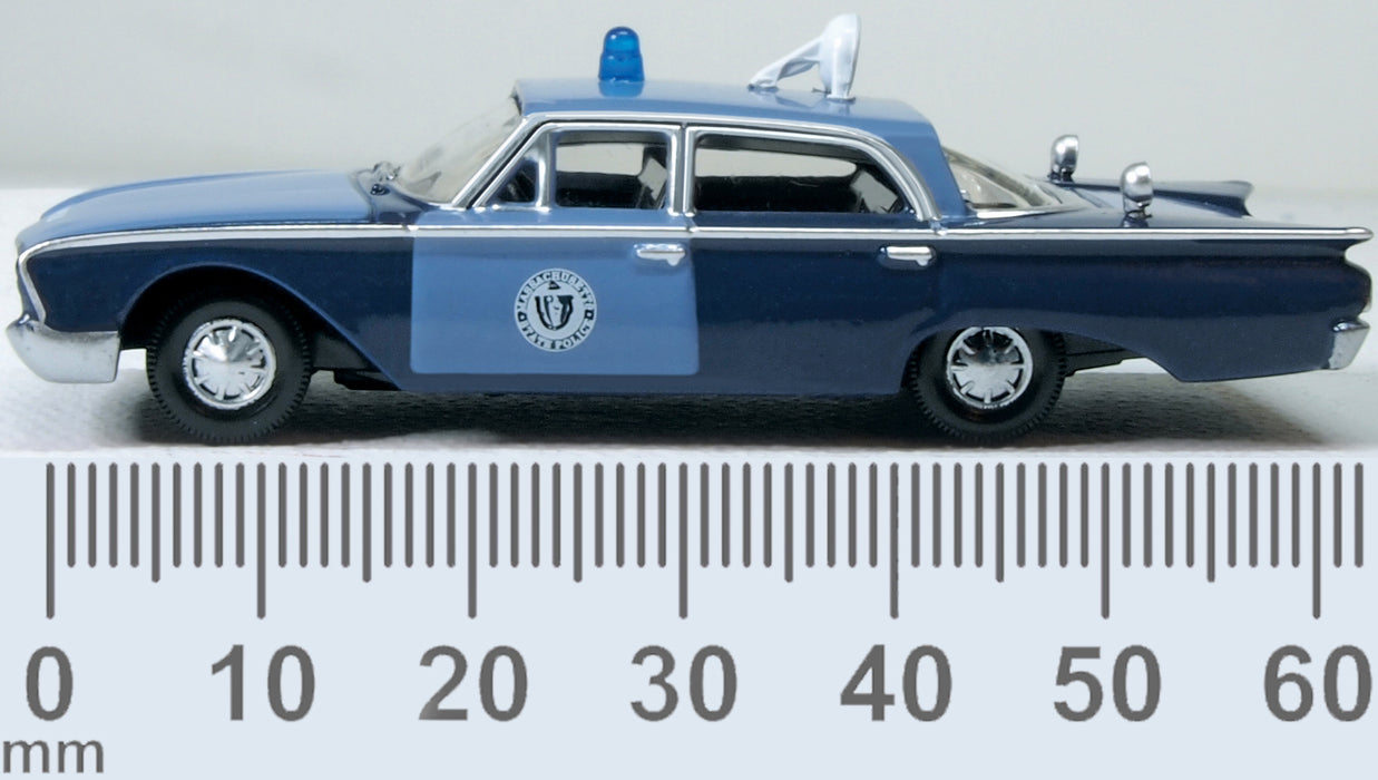 Oxford Diecast 1960 Ford Fairlane Sedan Massachusetts State Police Radar Car 1:87