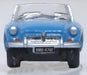 Model of the Iris Blue MGB Roadster by Oxford at 1:148 scale Front