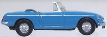 Model of the Iris Blue MGB Roadster by Oxford at 1:148 scale Right