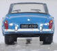 Model of the Iris Blue MGB Roadster by Oxford at 1:148 scale Rear