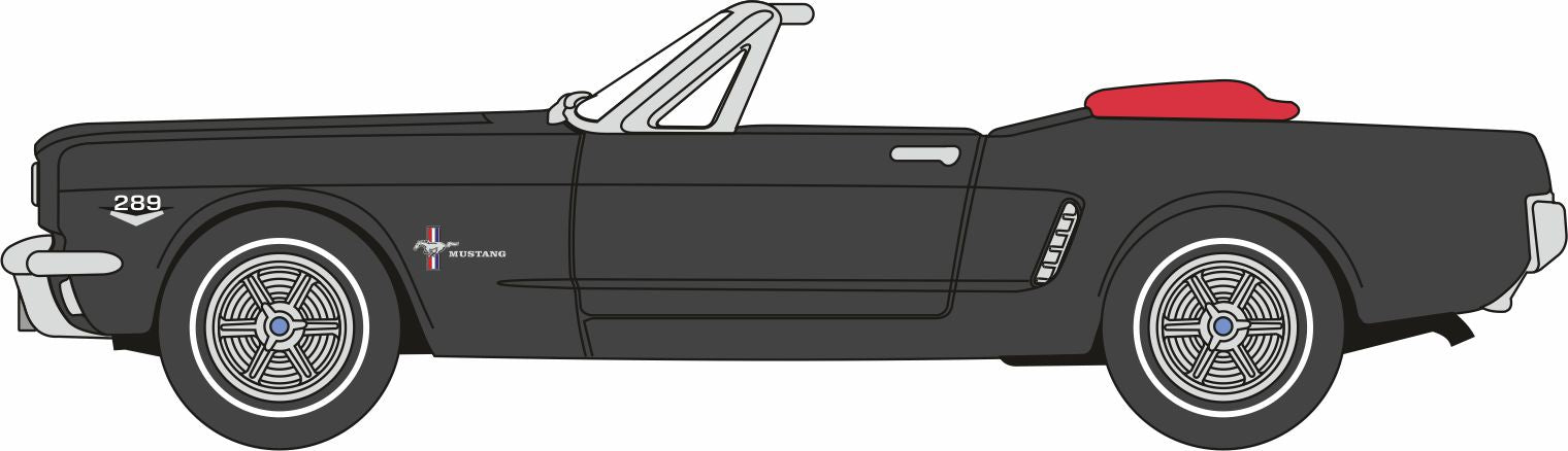 Oxford Diecast Ford Mustang 1965 Raven Black/Red Interior 1:87 Scale