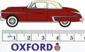Oxford Diecast Oldsmobile Rocket 88 Coupe 1950 Chariot Red Canto Cream 1:87 Scale Measurements