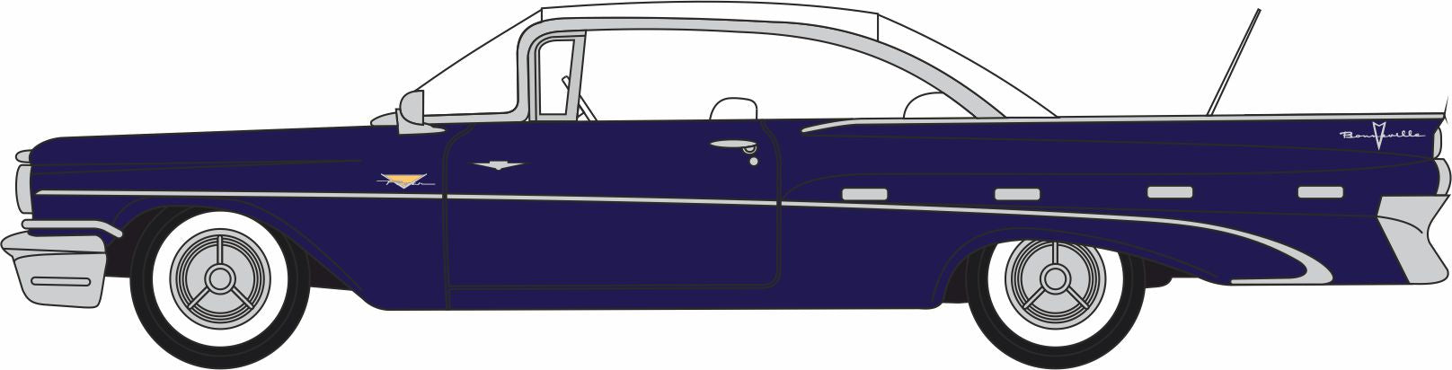 Oxford Diecast 1959 Pontiac Bonneville Coupe Concorde Blue Metallic/White 1:87 Scale
