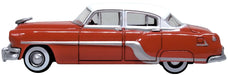 Oxford Diecast Coral Red/Winter White Pontiac Chieftain 4 Door 1954 87PC54004 1:87 HO Scale Left