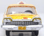 Model of the Tanner Yellow Cab Co. S California Plymouth Belvedere Sedan 1959 by Oxford at 1:87 scale. 87PS59002 Front