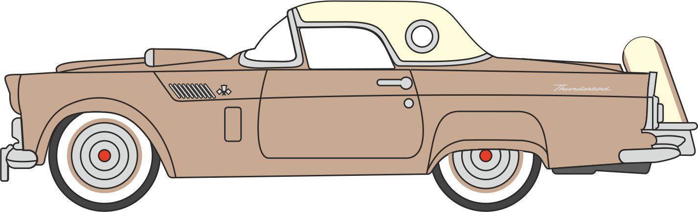 Oxford Diecast 1956 Ford Thunderbird Buckskin Tan/Cream 1:87 Scale