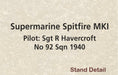 Oxford Diecast Supermarine Spitfire MkI 1:72 Scale Model Aircraft AC001 Plinth Markings