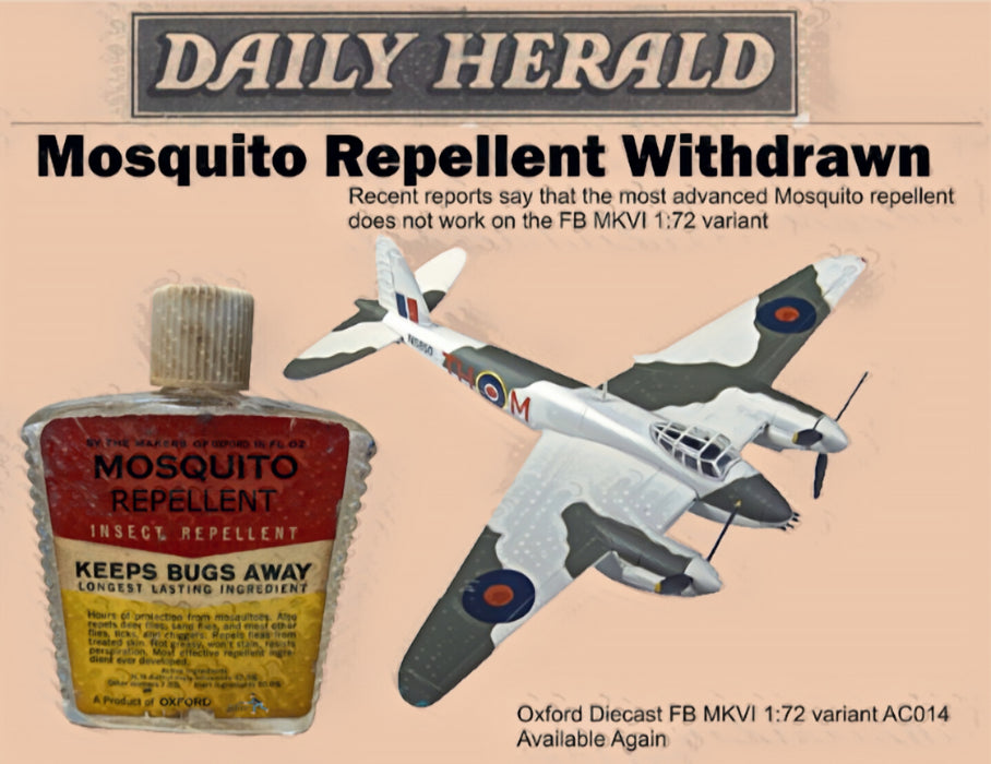 Oxford Diecast DH Mosquito FB MKVI 1:72 Scale Model Aircraft AC014 Mosquito Repellent