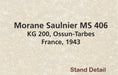 Oxford Diecast Morane Saulnier 406 KG200 Ossuntarbes France 1943 No Swastika 1:72 Scale Plinth Detail