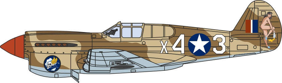 Oxford Diecast 1943 Curtiss P40-F Warhawk X43 - Miss Memphis - N.Africa 1:72