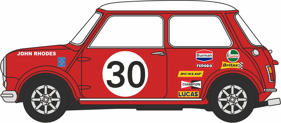 Oxford Diecast BMC Car Transporter Front with Two Mini Car 30 BMC Competitions Dept 1:76 scale right