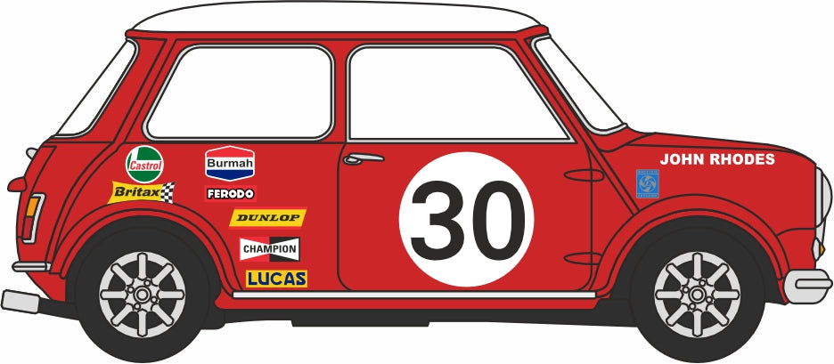 Oxford Diecast BMC Car Transporter Front with Two Mini Car 30 BMC Competitions Dept 1:76 scale Right