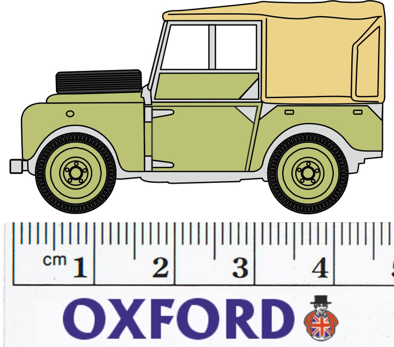 Oxford Diecast Sage Green (HUE) L/Rover Series I 80 - 1:76 Scale 76LAN180001 Measurements