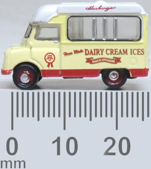 Model of the Bedford CA Ice Cream Van Hockings by Oxford at 1:148 scale.