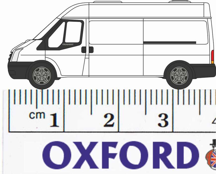 Oxford Diecast White Transit LWB High - 1:148 Scale NFT006 Measurements