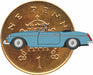 Model of the Iris Blue MGB Roadster by Oxford at 1:148 scale Penny