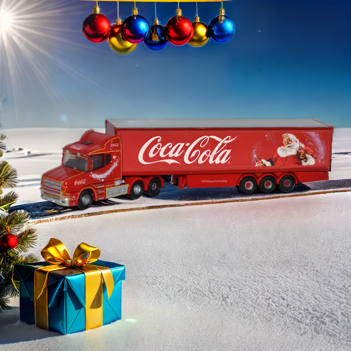 Oxford Diecast Scania T Cab Box Trailer Coca Cola Xmas NTCAB007CC at Christmas