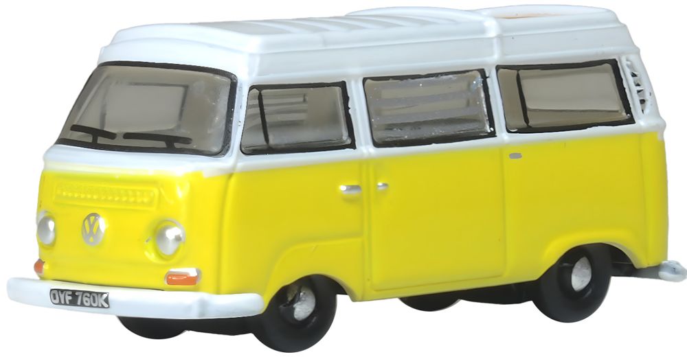 Oxford Diecast VW T2 Bay Window Camper Saturn Yellow/White 1:148