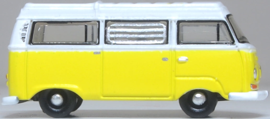 Oxford Diecast VW T2 Bay Window Camper Saturn Yellow/White 1:148
