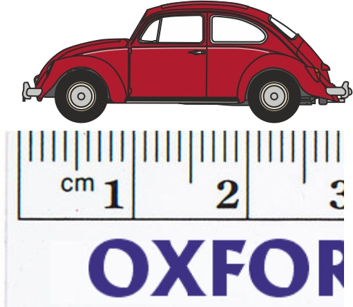 Oxford Diecast Ruby Red VW Beetle - 1:148 Scale NVWB002 Size
