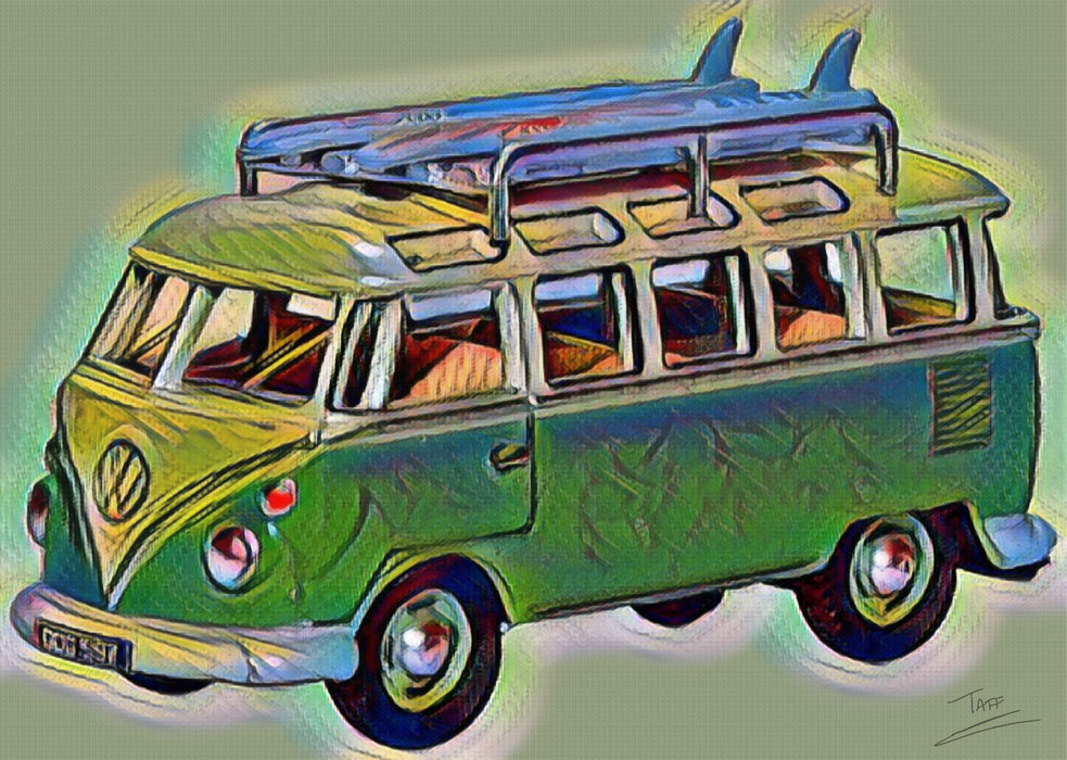 Oxford Diecast VW T1 Samba Bus/surfboards Turquoise/blue White 76VWS005 Art