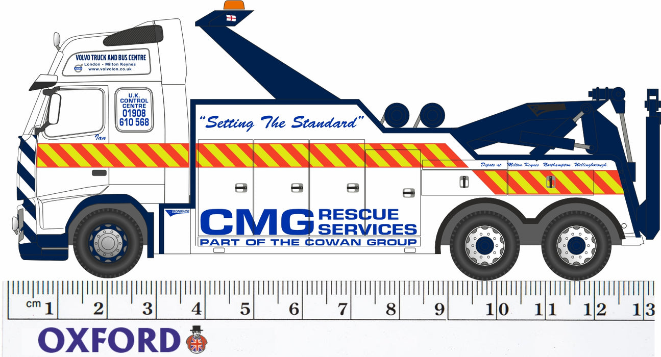OXFORD DIECAST VOL07REC CMG Volvo FH Recovery Truck Oxford Haulage 1:76 Scale Model  Measurements
