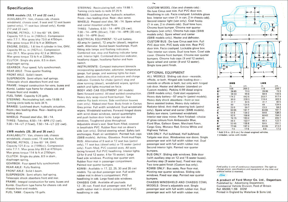 Oxford Diecast Ford Transit MK1 Brochure 76 Scale Page 8