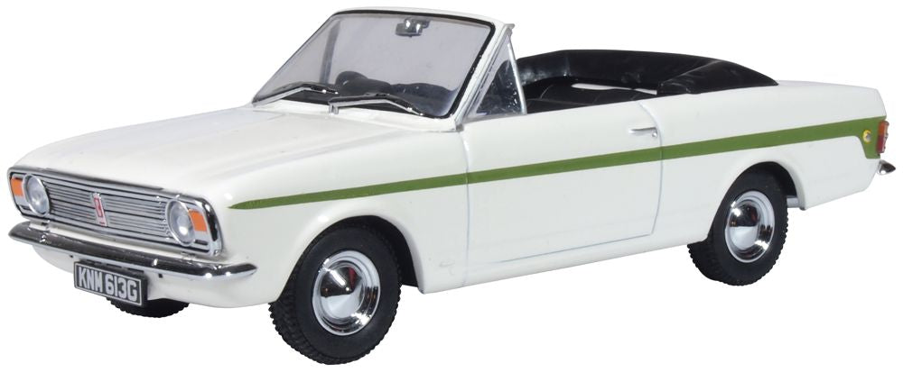 Oxford Diecast Ford Cortina MKII Crayford Convertible Er White Green 43CCC002