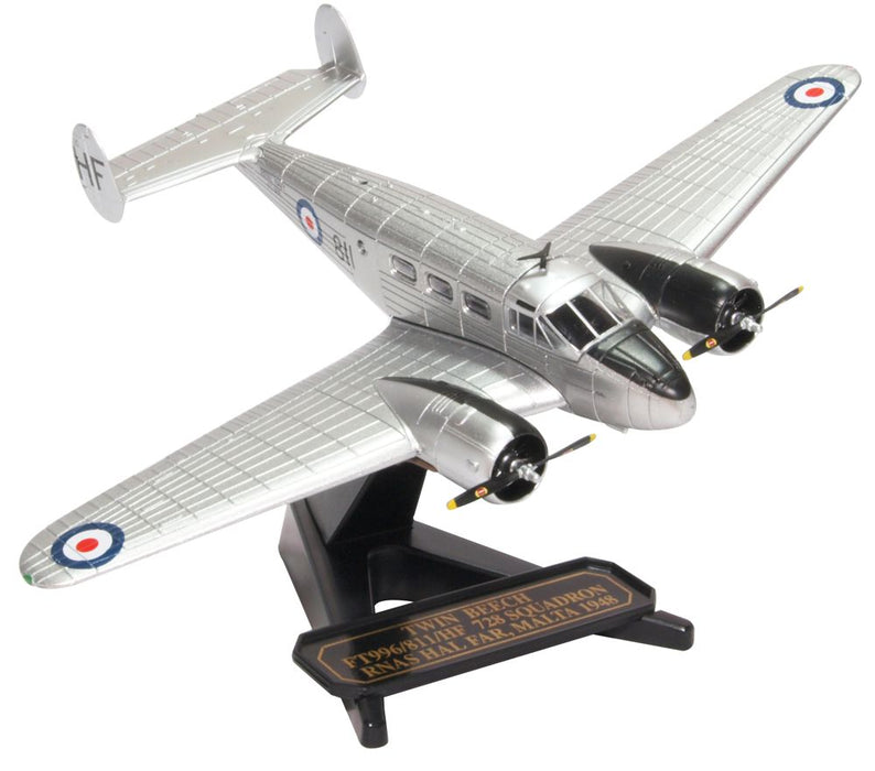 Oxford Diecast Twin Beech - Ft996-811-HF 728 Squadron RNAS Hal Far 72BE002