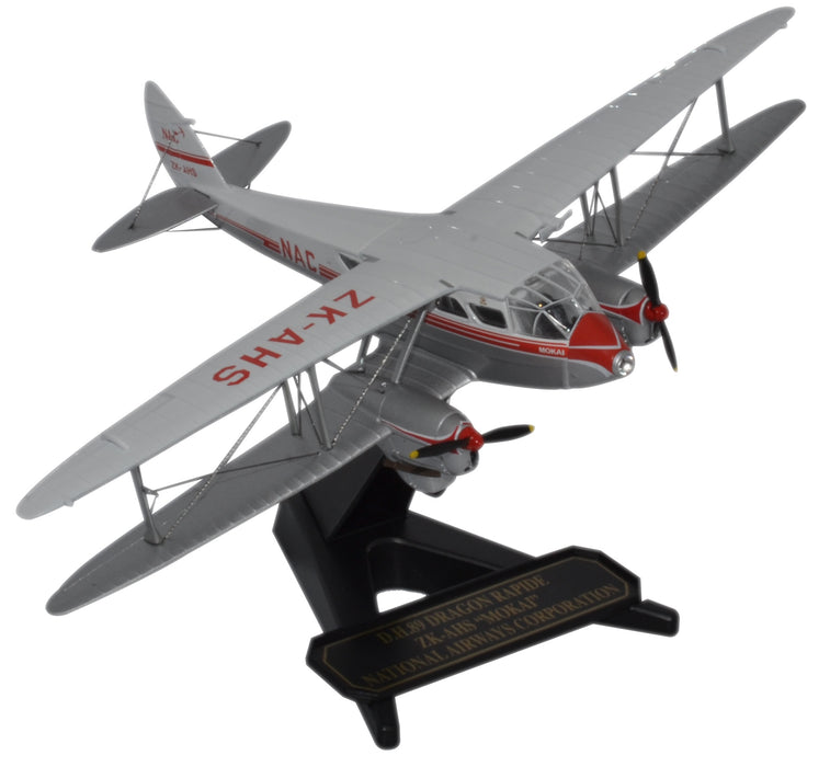 Oxford Diecast DH Dragon Rapide ZK-AHS -Mokai- NAC 1:72 Model Aircraft 72DR011