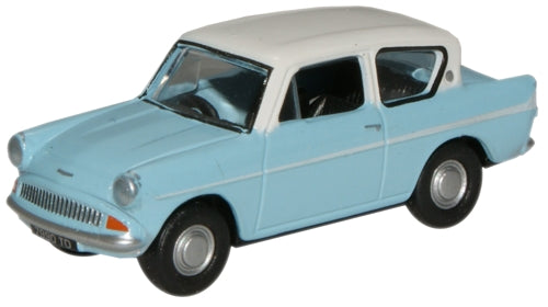 Oxford Diecast Lt.Blue/Ermine White Ford Anglia - 1:76 Scale '76105007