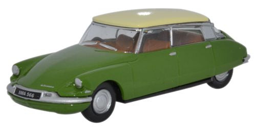 萬代屋【 シトロエンDS19黄緑】ブリキ tin toy car【箱はコピー】 Oxford Diecast Sherwood Green/Daffodil Citroen DS19 - 1:76 Scale