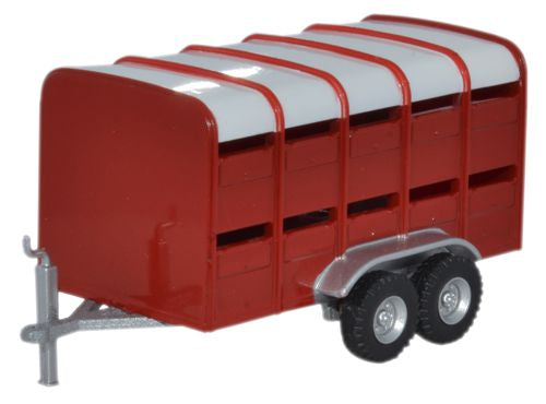 Oxford Diecast Livestock Trailer Red - 1:76 Scale 76FARM004